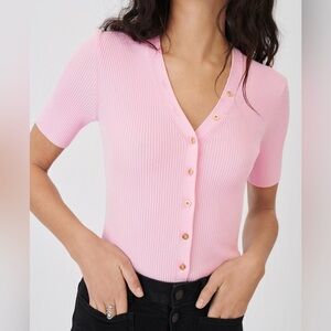 Maje Pink Ribbed Top